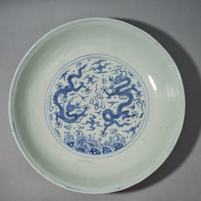 Blue and White Dragon Pattern Porcelain Plate