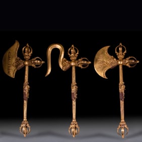 Group of Three Gilt Bronze Vajra Figure