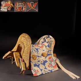 Gilt Bronze Carved Flower and Dragon Pattern Saddle