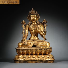 Gilt Bronze Green Tara Figure