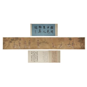 Chinese Drawing Beauty Story Hand Scroll,Gu Yanzhong Mark