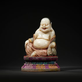 Shoushan Colour Painted Maitreya Figure