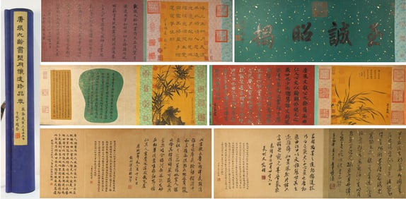 Chinese Writing Calligraphy and Bamboo Hand Scroll,Zhang Jiuling Mark