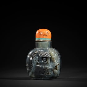 Jade Carved Character Story Pattern Snuff Bottle