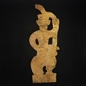 Solid Gold Carved Character Pattern Ornament