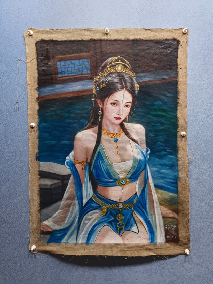 Chinese Drawing Beauty Oil Painting,Leng Jun Mark: Chinese Drawing Beauty Oil Painting,Leng Jun Mark (100 x 70cm)