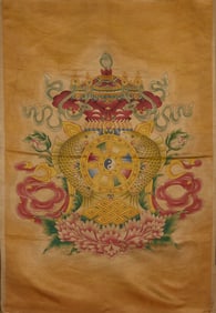 Silk Embroidery Fish and Flower Pattern Tangka