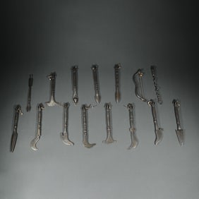 Group of Fifteen Iron Vajra Ornament