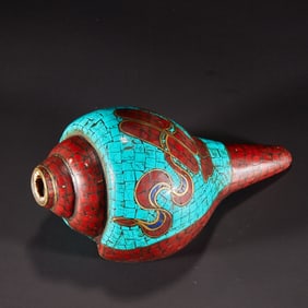 Wood Inlaid Turquoise Conch Ornament
