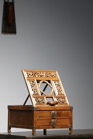 Huanghuali Wood Carved Flower Pattern Mirror Holder