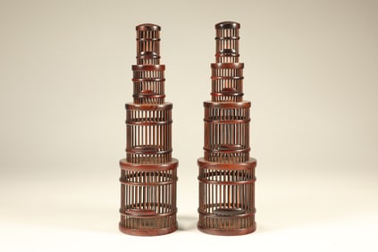 Pair of Huanghuali Wood Cricket Jar