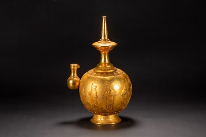Gilt Bronze Carved Character Story Pattern Pot