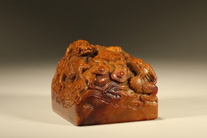 Shoushan Carved Dragon Stone Seal