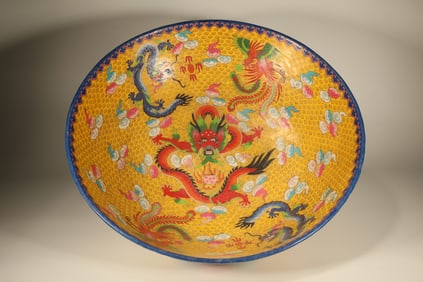 Ding Ware Enamel Drawing Dragon Pattern Porcelain Plate