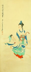 A CHINESE HAND PAINTING WITH THE MARK OF ZHANG DAQIAN