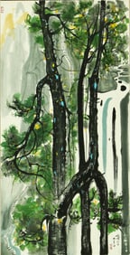 A CHINESE HAND PAINTING WITH THE MARK OF WU GUANZHONG