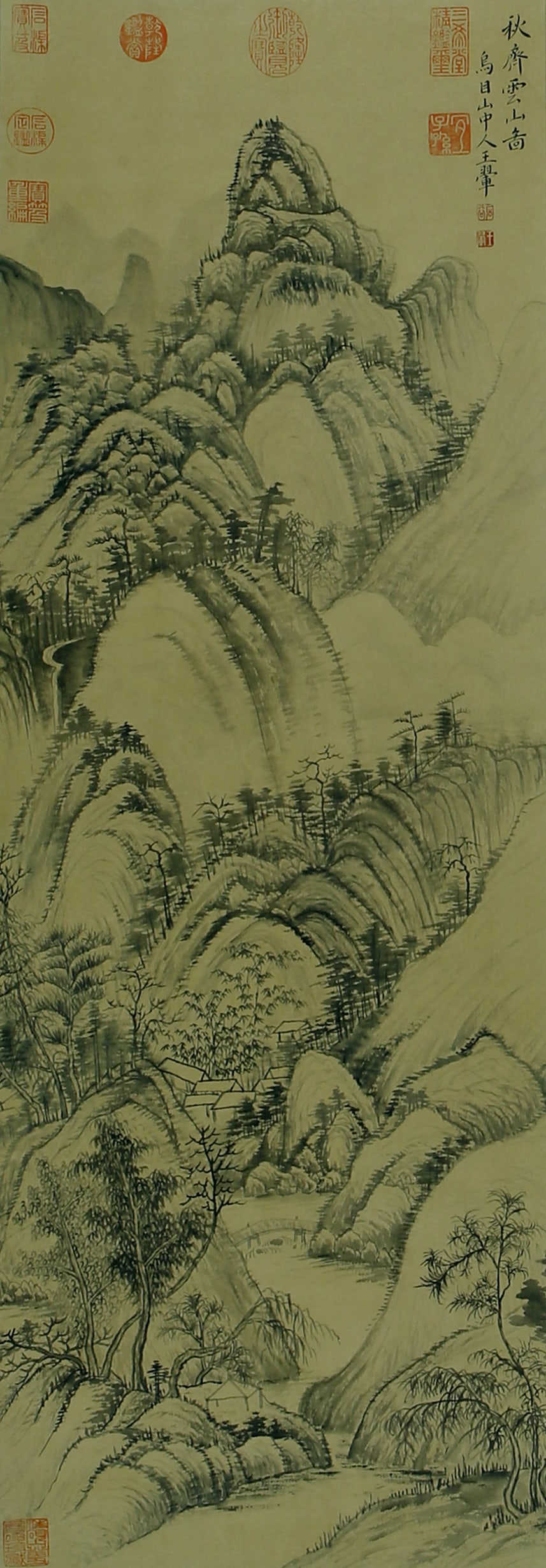 A CHINESE HAND PAINTING WITH THE MARK OF WANG HUI: A CHINESE HAND PAINTING WITH THE MARK OF WANG HUI 92*31CM