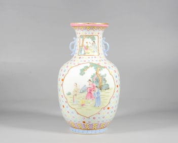A FAMILLE ROSE 'FIGURAL' VASE