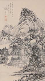 A CHINESE HAND PAINTING WITH THE MARK OF WANG XUEHAO