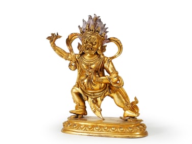 A GILT BRONZE FIGURE OF Vajrakila