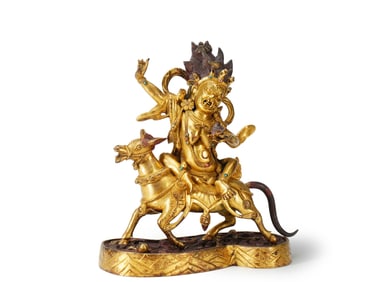 A GILT BRONZE FIGURE OF TARA