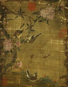 A CHINESE HAND PAINTING WITH THE MARK OF LV JI