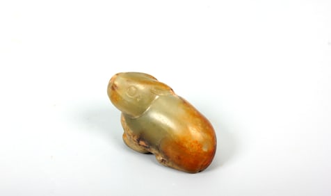 A HETIAN JADE MOON RABBIT CARVING