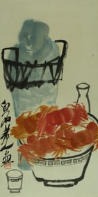 A CHINESE HAND PAINTING WITH THE MARK OF QI BAISHI