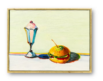 AN OIL PAINTIN ON CANVAS WITH THE MARK OF WAYNE THIEBAUD