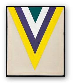 A ACRYLIC PAINTING ON CANVAS WITH THE MARK OF KENNETH NOLAND