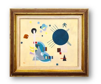 AN OIL PAINTIN ON CANVAS WITH THE MARK OF WASSILY KANDINSKY