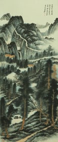 A CHINESE HAND PAINTING WITH THE MARK OF ZHANG DAQIAN