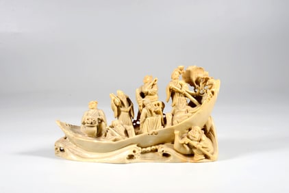 A SHOUSHAN STONE EIGHT IMMORTALS SCULPTURE