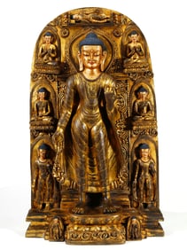 A GILT-BRONZE FIGURE OF BUDDA