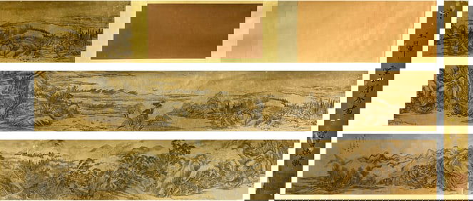 A CHINESE LONG SCROLL HAND PAINTING WITH THE MARK OF WANG HUI