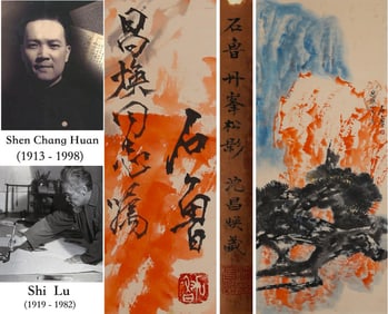 A CHINESE HAND PAINTING WITH THE MARK OF SHI LU