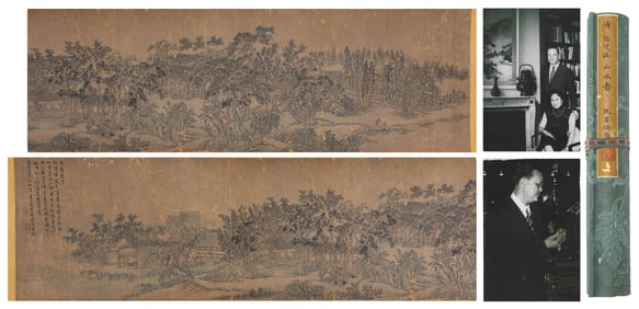 A CHINESE LONG SCROLL HAND PAINTING WITH THE MARK OF LU DAOZHUN