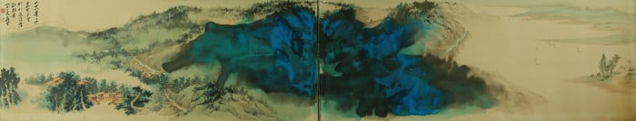 A CHINESE HAND PAINTING WITH THE MARK OF ZHANG DAQIAN