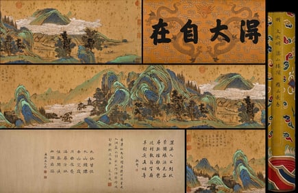 A CHINESE LONG SCROLL HAND PAINTING WITH THE MARK OF WEN ZHENGMING
