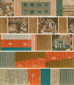 A CHINESE LONG SCROLL HAND PAINTING WITH THE MARK OF REN RENFA