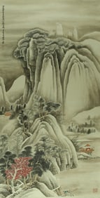 A CHINESE HAND PAINTING WITH THE MARK OF ZHANG DAQIAN