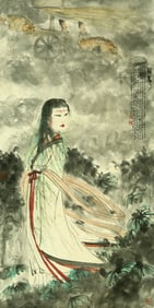 A CHINESE HAND PAINTING WITH THE MARK OF FU BAOSHI