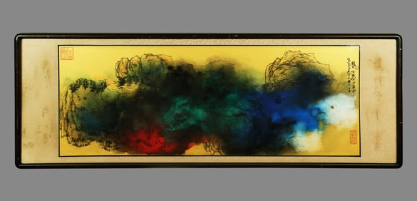 A CHINESE HAND PAINTING WITH THE MARK OF ZHANG DAQIAN