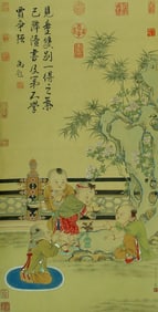 A CHINESE HAND PAINTING WITH THE MARK OF QIU YING