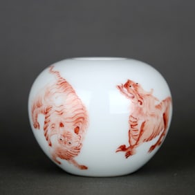 A IRON-RED AUSPICIOUS BEAST-PATTERN WATER POT