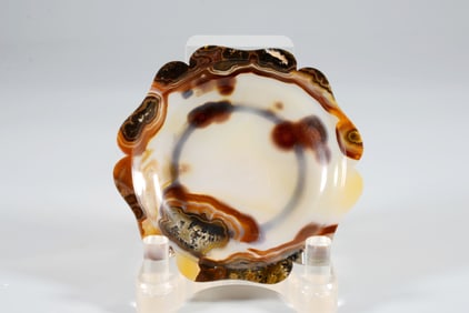 AN AGATE FLOWER-SHAPED DISH