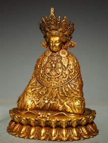 Gilt Bronze Dharmaraja Figure