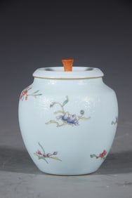 Famille Rose Flower Pattern Porcelain Lid Pot