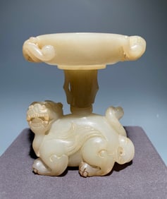 Jade Carved Beast Shape Candlestick