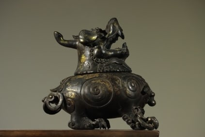 Gilt Bronze Carved Beast Shape Incense Burner